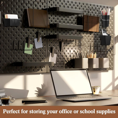 12 Pcs Pegboard Bins with Hooks, Pegboard Organizer Accessories for Garage Workshop Office Tools Storage