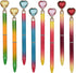 Maydahui 20PCS Colorful Heart Shaped Ballpoint Pens Retractable Bling Rhinestones Black Ink for Girls School Office
