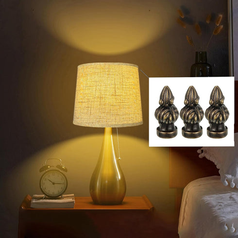 Glveaoui 2Pcs 1 Pack 3/8" 1/4-27 Antique Brass Lamp Cap Knob Lamp Finial Knob Retro Lamp Finial Decoration Lamp Head