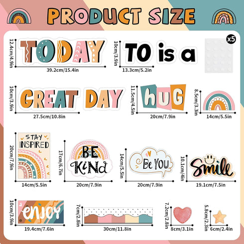 Today is A Great Day Bulletin Board Set Boho Rainbow Inspiration Classroom Decor for Teachers Positive Affirmations Accents Motivational Cutouts for Class School Bulletin Board Decoration Supplies by Tevxj
