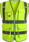 JKSafety Class 2 High Visibility Safety Vest, 9 Pockets, Zipper Front, Meets ANSI/ISEA Standard, Large, 150-Yellow