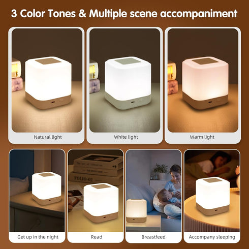 LIPKAHH Dimmable Touch Lamp for Nightstand,Speech Control Bedside Lamp Touch Control for Bedrooms,Smart Rechargeable