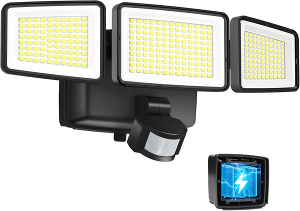 UME Battery Powered Motion Sensor Outdoor Lights 302 LED 1800LM, IP65 Waterproof