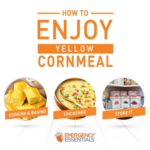 64 #10 30 Emergency Essentials Yellow Cornmeal | Allergy Friendly Pantry Staple | Serving Can | Dehydrated for Everyday