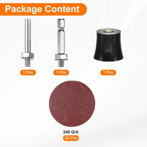 23pcs Set 1" 1/4" 240 HARFINGTON Quick Change Discs Roll Lock Sanding Discs with Shank Pad Holder Grit Surface