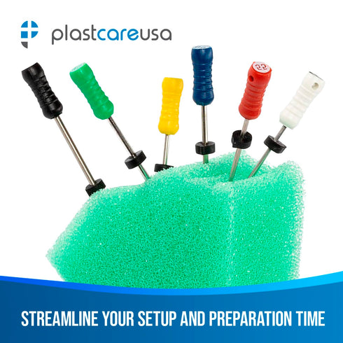 50 Pack PlastCare USA Endodontic Triangle Sponge Holders - Green