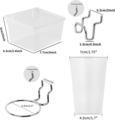 Kuhome 6 Sets Pegboard Bins and Cups with Hooks for Organizing Craft Tools, Transparent Storage for Garage
