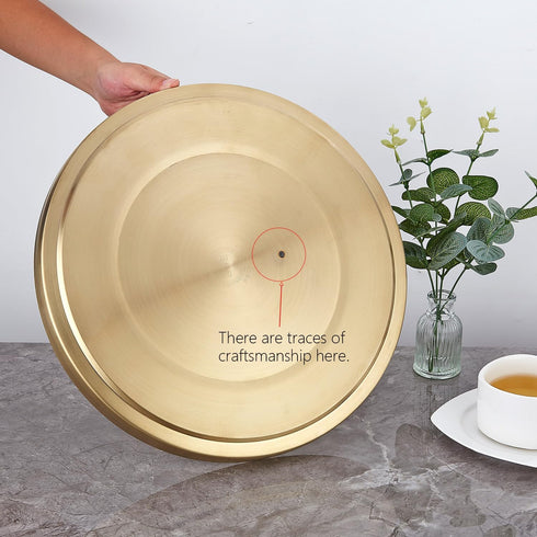 12.5",Double Stainless Steel Round Bar Serving Tray Wall,Ideal Coffee Table, Decorative,Rotisserie Plate, Tea