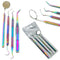Multi Color Rainbow Dental Hygiene Set - 4pcs Basic Dental Instruments, Stainless Steel Tools for Personal Use & Pets