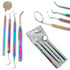 Multi Color Rainbow Dental Hygiene Set - 4pcs Basic Dental Instruments, Stainless Steel Tools for Personal Use & Pets