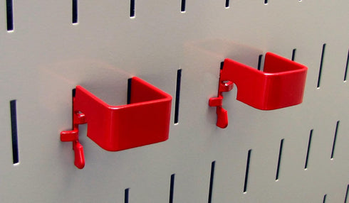 Wall Control 1in x 1in C-Bracket Slotted Metal Pegboard Hook - Red