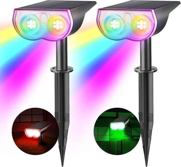 Consciot Solar Spot Lights Outdoor, Halloween Decorations 22 LEDs IP67 Waterproof Color
