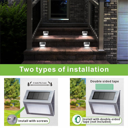 XLUX Solar Powered Lights for Deck Steps, Outdoor Waterproof LED Lamp, White Light 2 Pack