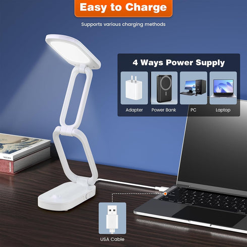 Frog department store 3 180 Foldable LED Desk Lamp, Rechargeable Battery Operated Portable Light with Brightness
