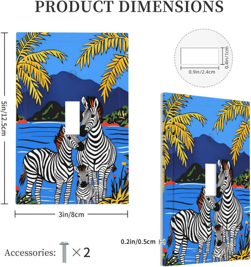 Sturin 1 3X5 Tropical Zebra and Mountain Wall Plate Light Switch Cover Gang Single Toggle Toggle Switch Art Plates