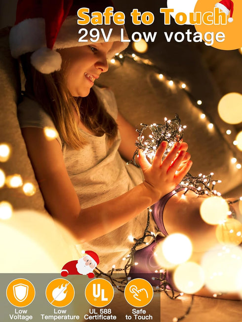 500 164 8 Dimmable, BrightChristmas LED FT Christmas Lights, Waterproof Outdoor String Lights with Remote and Timer
