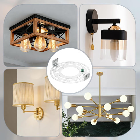LUMLLSAJI 110mm (4.53") 2 Set Universal Light Fixture Mounting Bracket Kit, Light Crossbar Round Ceiling Plate