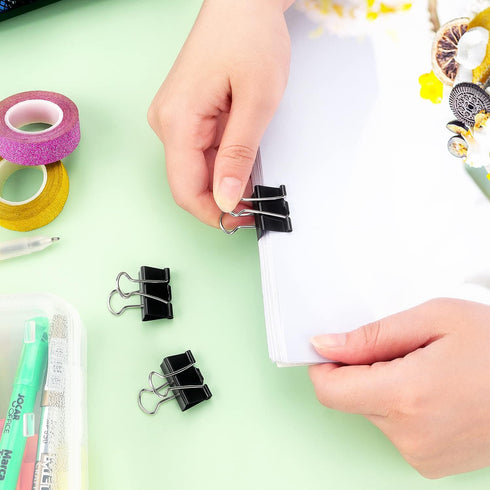 ZZTX Small Size Black Binder Clips, 1.0 Inches, 36 Pack Paper Clamps