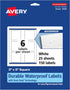 Avery 150 Durable Waterproof Square Labels, 3" x 3", Oil and Tear-Resistant for Laser/Pigment-Based Inkjet Printing