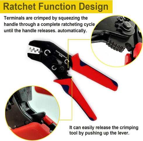 Crimping Tool with Ratchet, Ratcheting Wire Crimper Tool for Open Barrel Terminal Connectors, Electrical Crimping Tool, Crimping Pliers for 20-14 AWG by Twippo