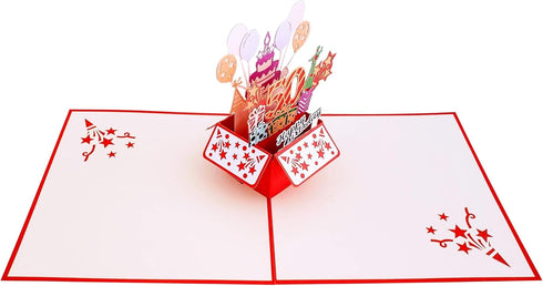 iGifts And Cards 3D Pop Up Greeting Card - Happy 50th Birthday Box, Unique Celebration, Balloons, Congrats, Feliz