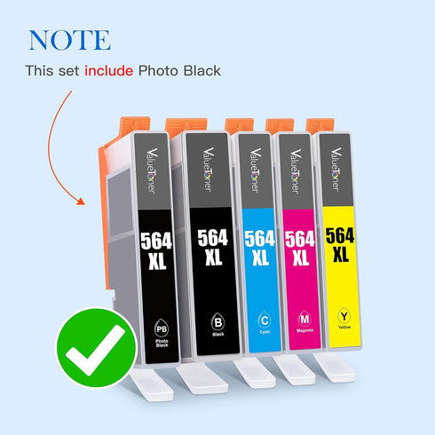 Valuetoner 15-Pack 564XL Ink Cartridges Replacement for HP Printers (3 BK, 3 PBK & 3 C/M/Y)