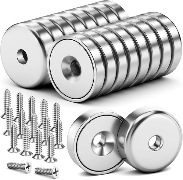 16Pack 40LBS Neodymium Round Cup Magnets with Holes, Rare Earth Disc Magnets for Wall Mounting DIY Crafts