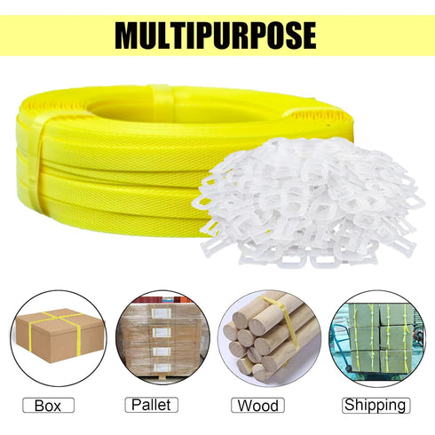 Banding Strapping Kit, Packaging Tool with 5900" Length Poly Strapping and 100 Buckles
