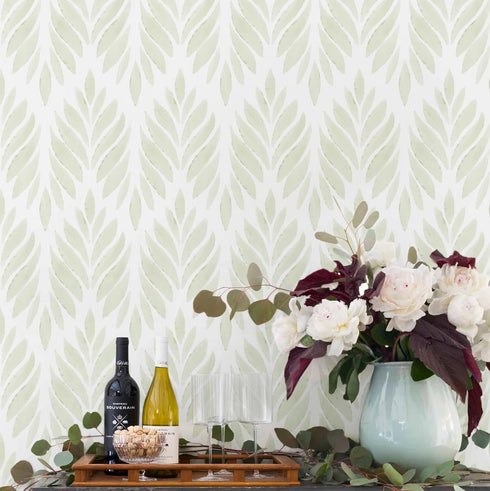 Leaf Wallpaper Peel and Stick 17.3"x197" Boho Green Removable Wallpaper