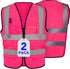 XPCARE 2-Pack Hi Vis Reflective Safety Vest with Pockets, High Reflective Strips for Men and Women, Pink