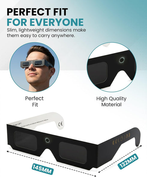 12312-2 1 Pack SPORTS WORLD VISION Solar Eclipse Glasses, ISO & CE Certified, Perfect Paper Glasses, Safe Shades