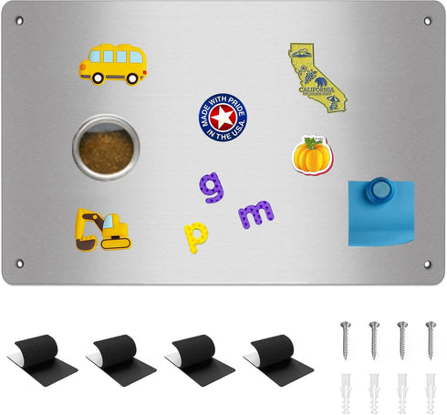 Magnetic Board, 17.1" x 11.8" Magnet Display for Wall, Refrigerator, Cabinet, with Dual Lock Tape for Hanging