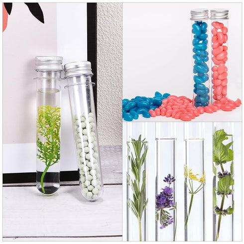 PATIKIL 30ml Plastic Test Tubes with Screw Caps, 24Pcs for Scientific Party Decoration, Gold Tone