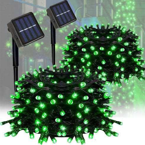 Taoushuleng 2 Pack Solar Green String Lights Outdoor, Total 200 LED Each 40Ft
