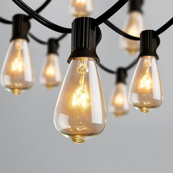 10Ft Outdoor String Lights,Black Edison String Lights with 11 Clear Edison Bulbs