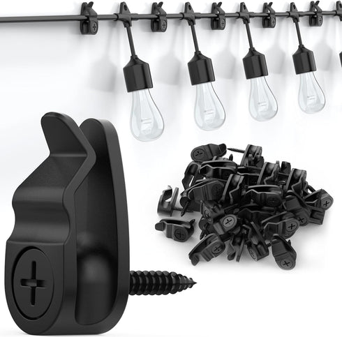 Outdoor String Lights Clips, Weatherproof Cable Hanger Hooks for Hanging Fairy Lights,