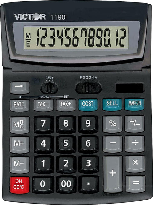 Victor 1190 Desktop Display Calculator, Black, 1" x 5.9" x 7.8" Size