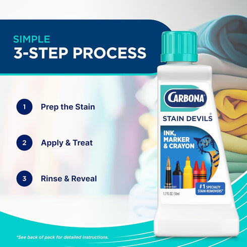 #3 1.7 Oz, 1 Pack Carbona Stain Devils | Ink, Marker & Crayon | Professional Strength Laundry Stain Remover |