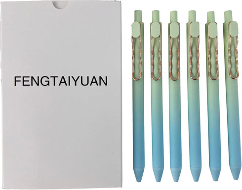 Fengtaiyuan Lv05 Stylish Gradient Color Pen, Black Ink, 0.5mm Extra Fine Gel Ink Rollerball for Smooth Writing