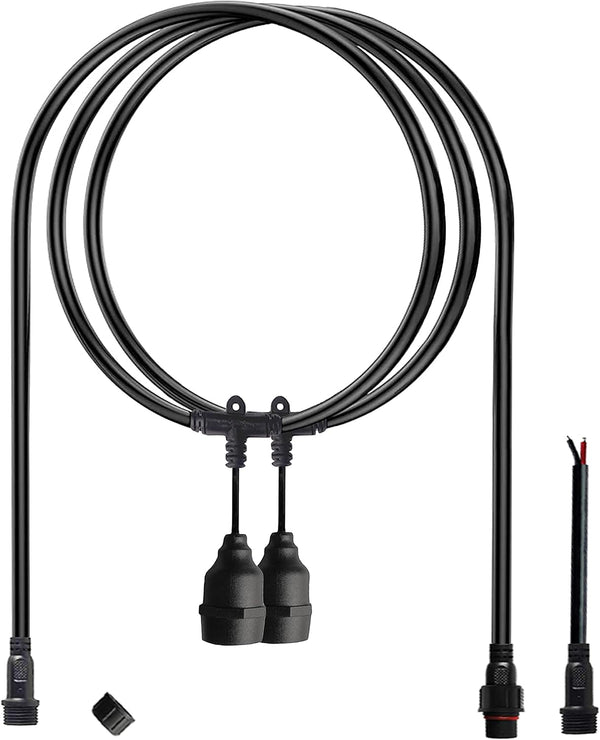 Outdoor LED String Lights, 6.6ft Pendant Light Cord with 2 Sockets, Waterproof Reusable Patio Light Kit No Bulb for