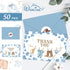 50 Pack Whaline Western Cowboy Baby Shower Thank You Card Boxed Blue Cow Print Baby Clothes Greeting Cards