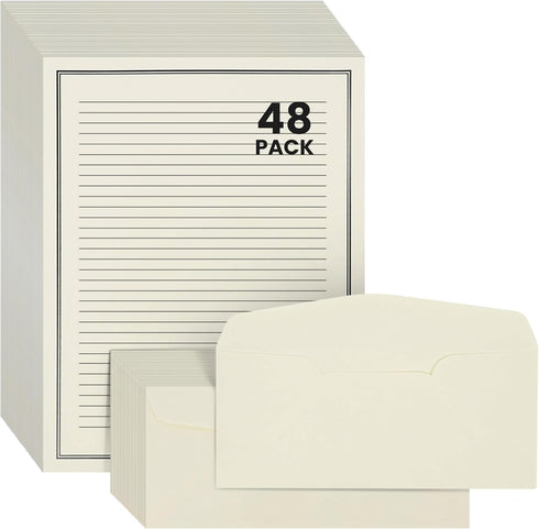 Premium Letter Writing Stationery Set with Envelopes 48 Sheets of Ecru Paper