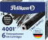 Pelikan 4001 TP/6 Ink Cartridges, Brilliant Black, 0.8ml, 6 Pack for Fountain Pens (301218)