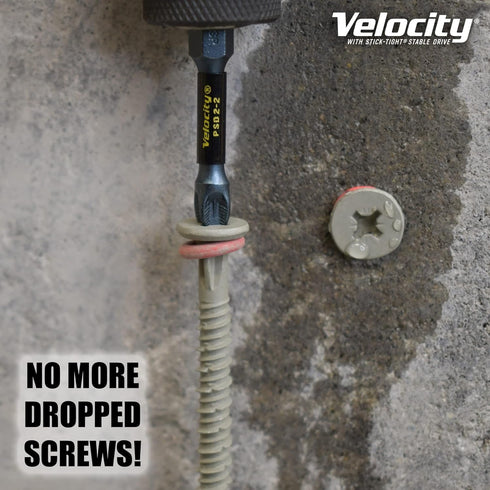 Velocity Concrete Screw Kit with RedSeal Moisture Barrier – Includes 12 High-Performance Concrete Screws, 1 Drill Bit,