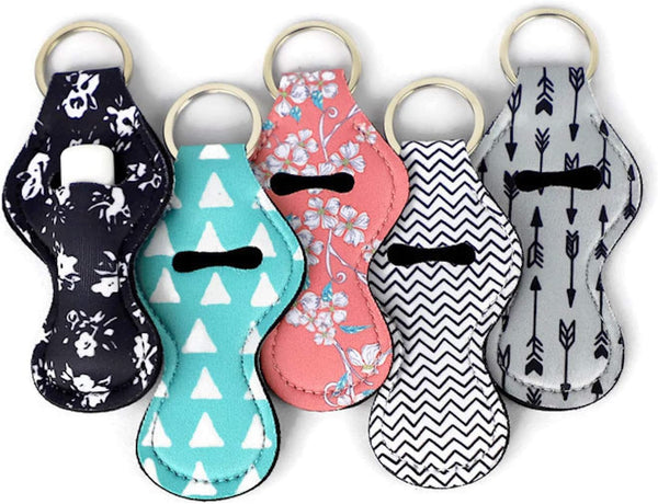 ZARIO Chapstick Holder Lanyard Keychain, 5 Pack Neoprene Lip Balm Holder