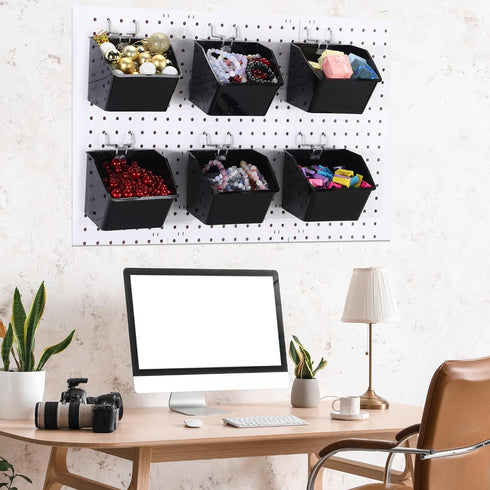 6 Pcs Pegboard Bins with Hooks, Back to School Supplies, Pegboard Organizer Accessories for Classroom Office Garage
