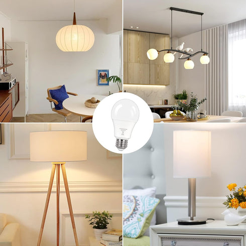 PARTPHONER A19 LED Light Bulbs, 60W Equivalent Efficient 9W, 900 Lumens, 3 Color Light Modes, Pack of 2