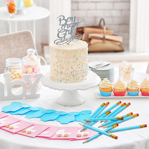 Outus 144 Pieces Golf Pencils, HB Half Pencils with Eraser, 3.5 Inch Baby Shower Pencils Mini Pencils for Kids Baby Shower Bridal Shower Golf School Office Wedding (Light Blue) by Outus