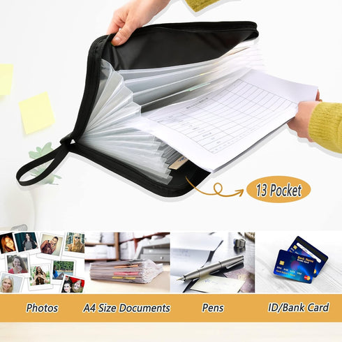 Halloween Bats Expanding File Folder, 13 Pockets, Black Animals Accordion Organizer for A4 Letter Size
