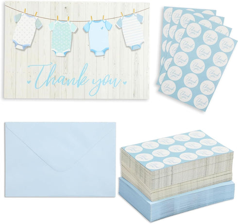 Pipilo Press Baby Shower Thank You Cards with Envelopes & Stickers for Boy -